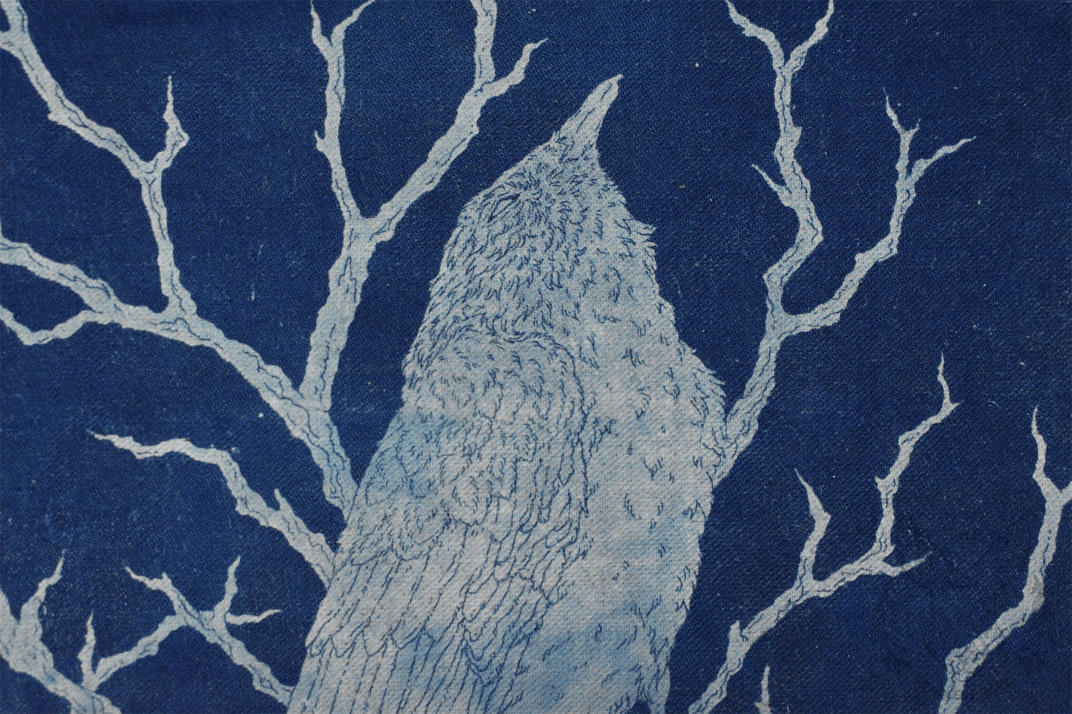 Original-Unrestrained-Fabric-Cyanotype-Sun_Print-Artwork-Bird-Dead-Branches